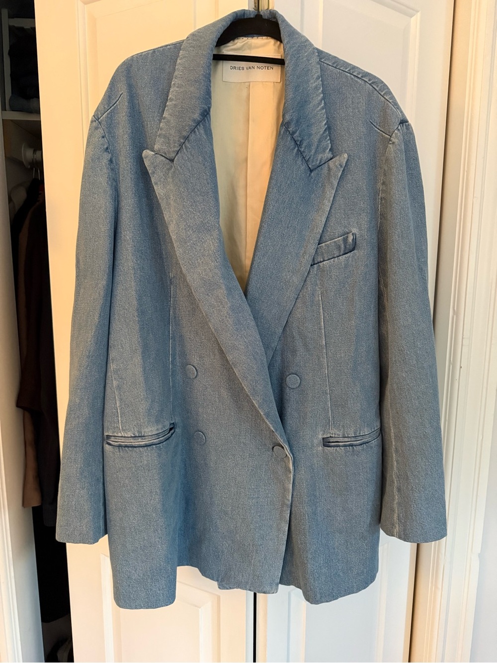 Dries Van Noten Powder Blue Double-Breasted Blazer - oversized fit